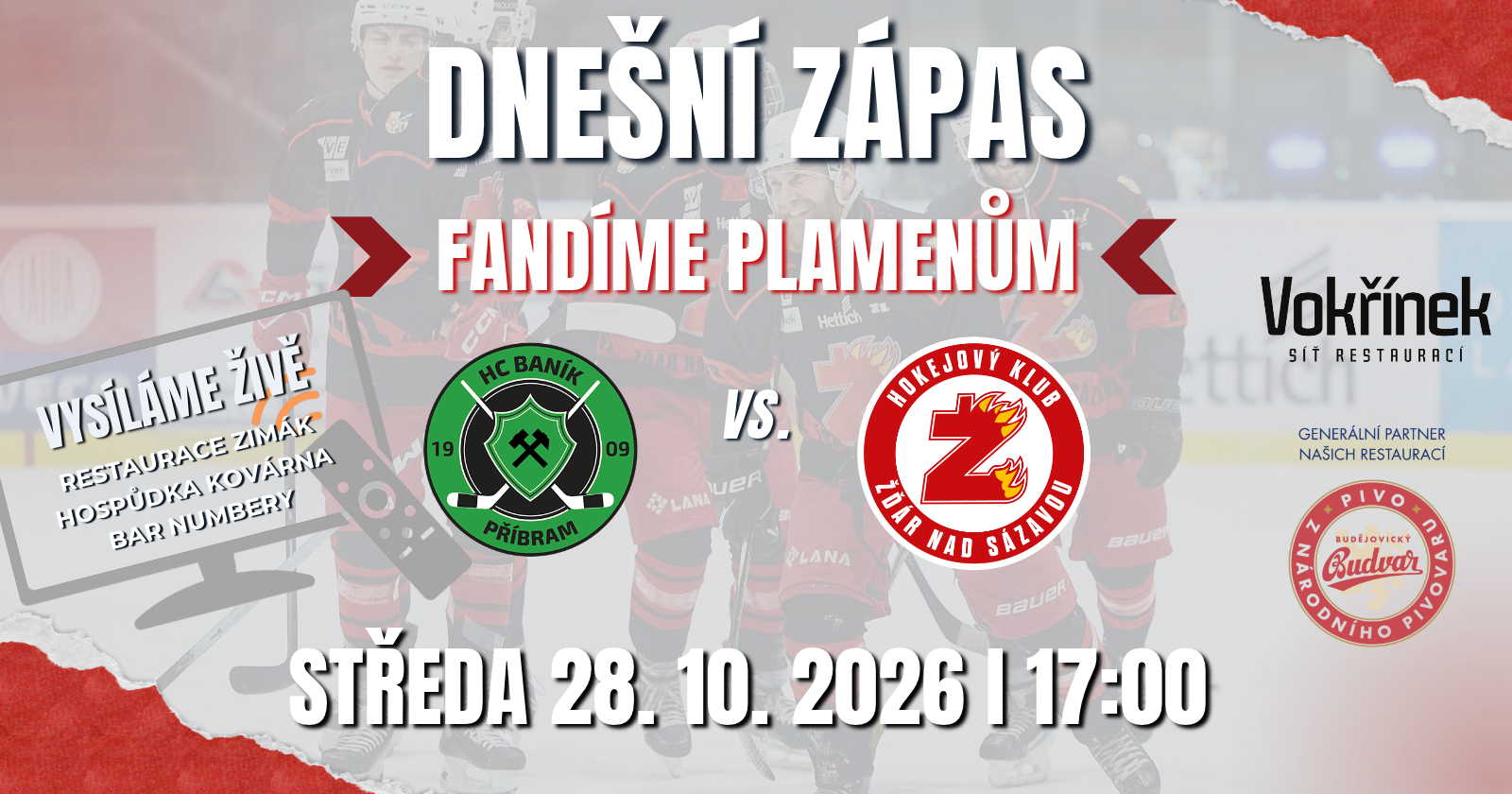 Dnešní zápas: HC Žďár nad Sázavou – Havlíčkův Brod