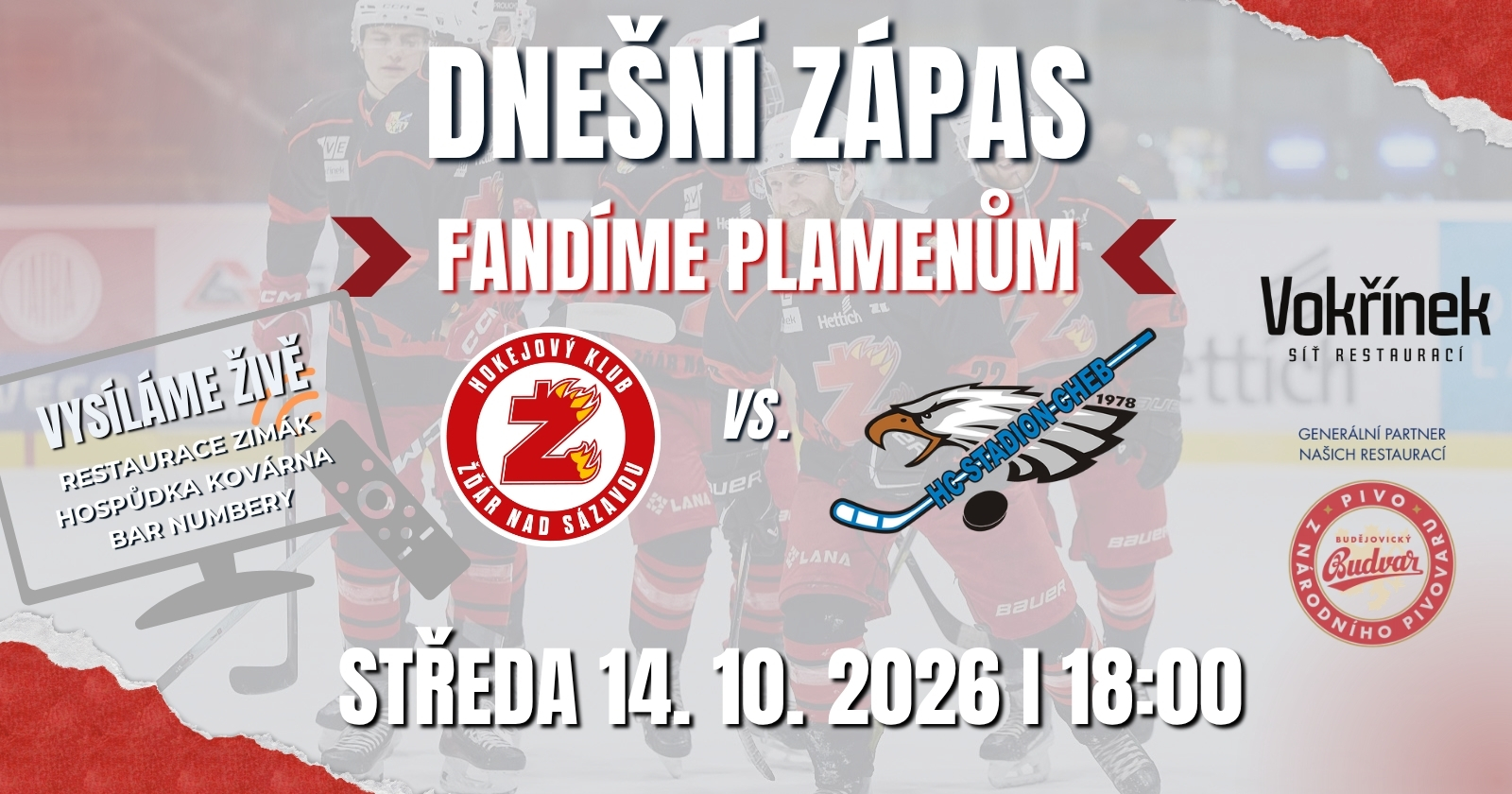 🏒🔥 DNES HRAJÍ PLAMENY!